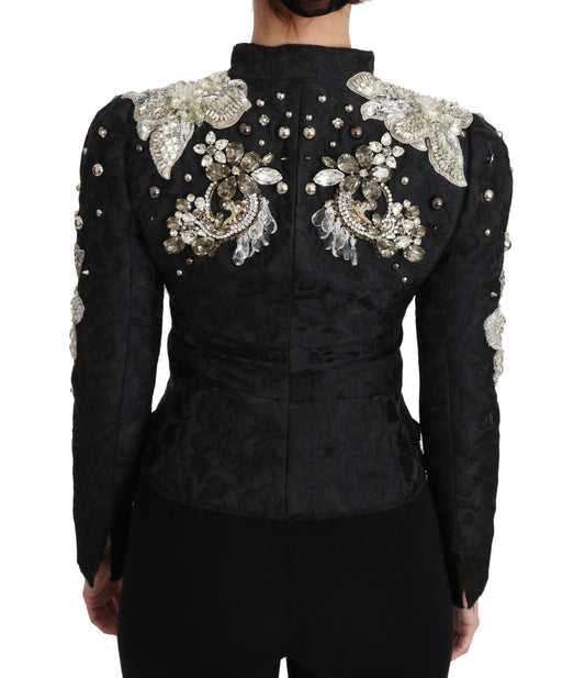 Dolce & Gabbana Elegante Schwarz Silber Barock Jacke