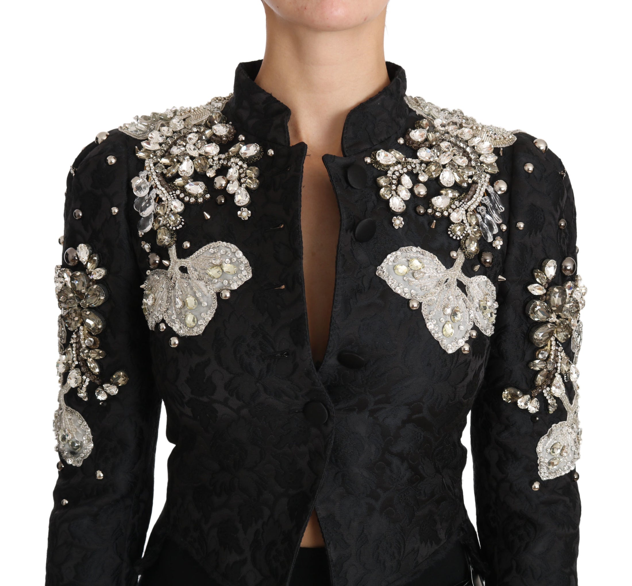 Dolce & Gabbana Elegante Schwarz Silber Barock Jacke