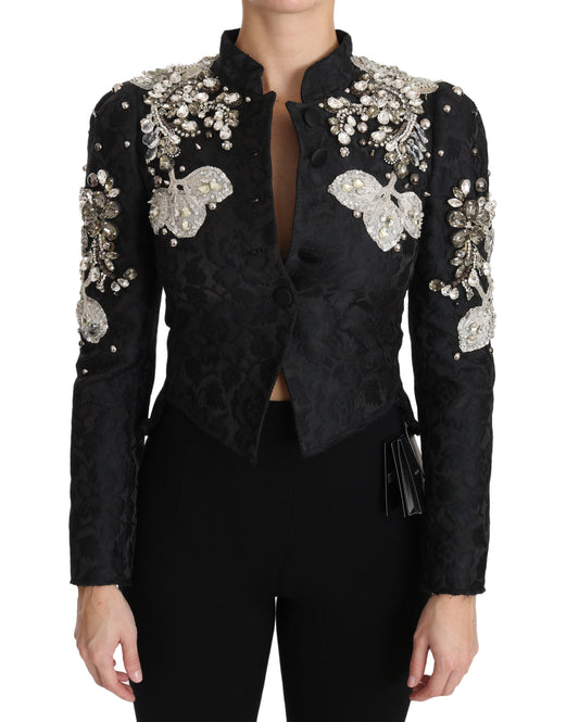 Dolce & Gabbana Elegante Schwarz Silber Barock Jacke