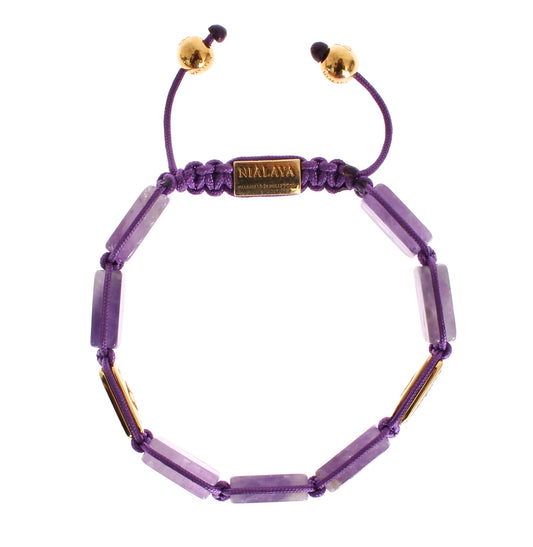 Nialaya Schillerndes diamantvergoldetes Amethyst-Armband