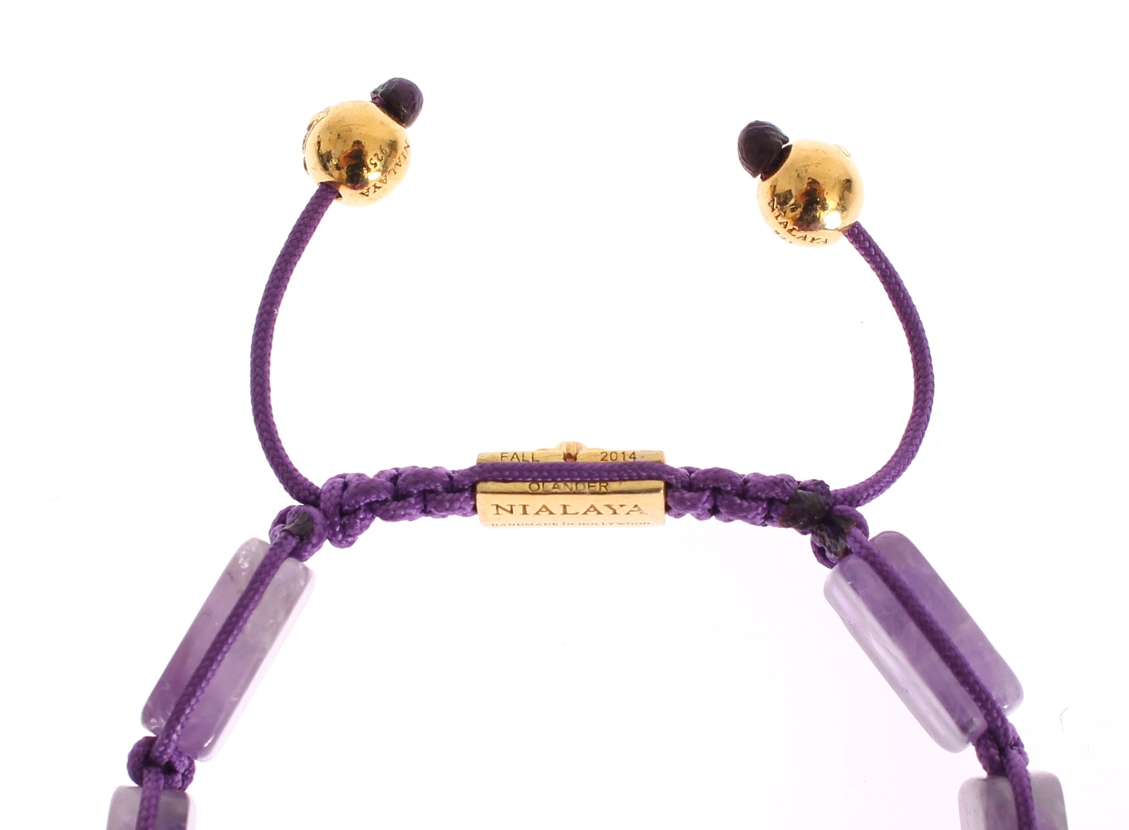 Nialaya Schillerndes diamantvergoldetes Amethyst-Armband