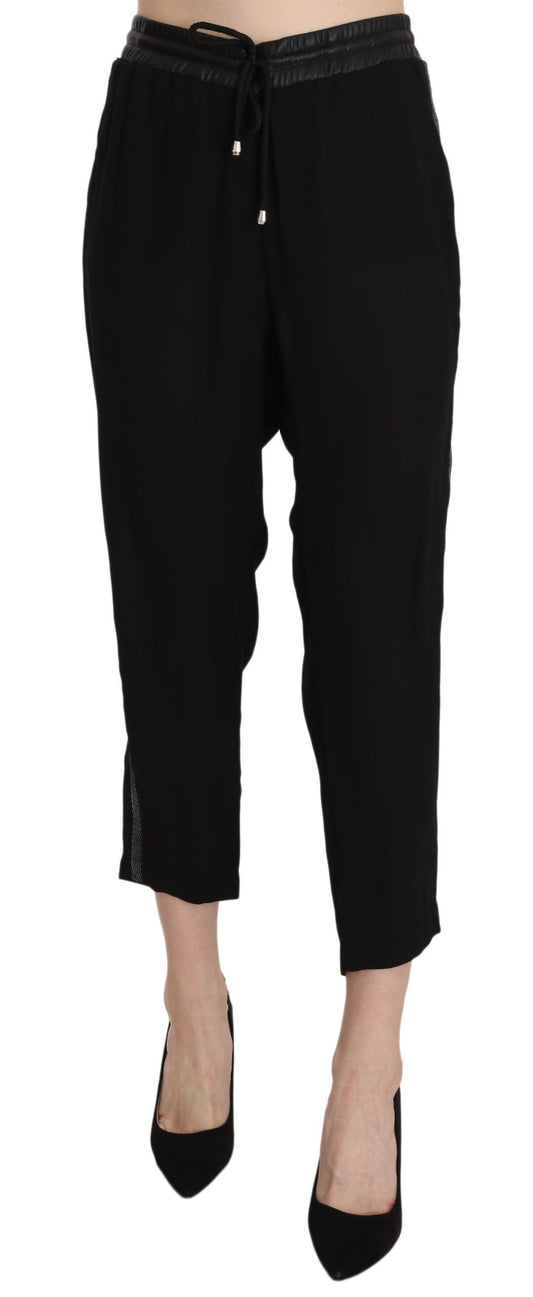 Guess Chic cropped pants with a high waist in elegant black