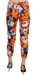 Load image into Gallery viewer, LANACAPRINA skinny mid-waist trousers with a floral pattern
