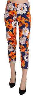 Load image into Gallery viewer, LANACAPRINA skinny mid-waist trousers with a floral pattern
