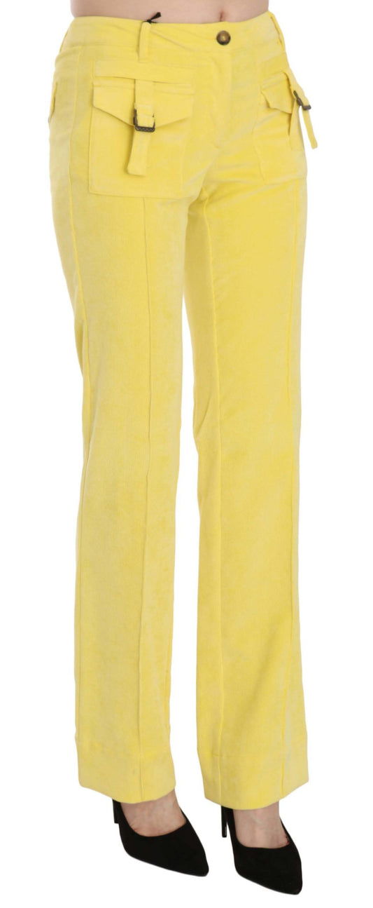 Just Cavalli Chic yellow corduroy trousers with a medium waist