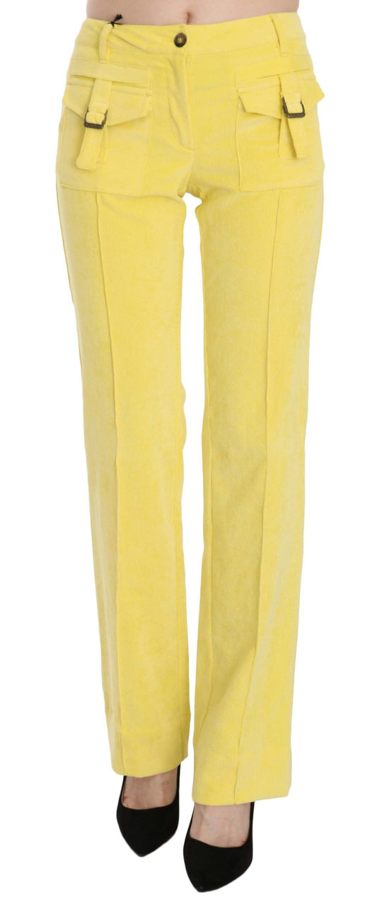 Just Cavalli Chic yellow corduroy trousers with a medium waist