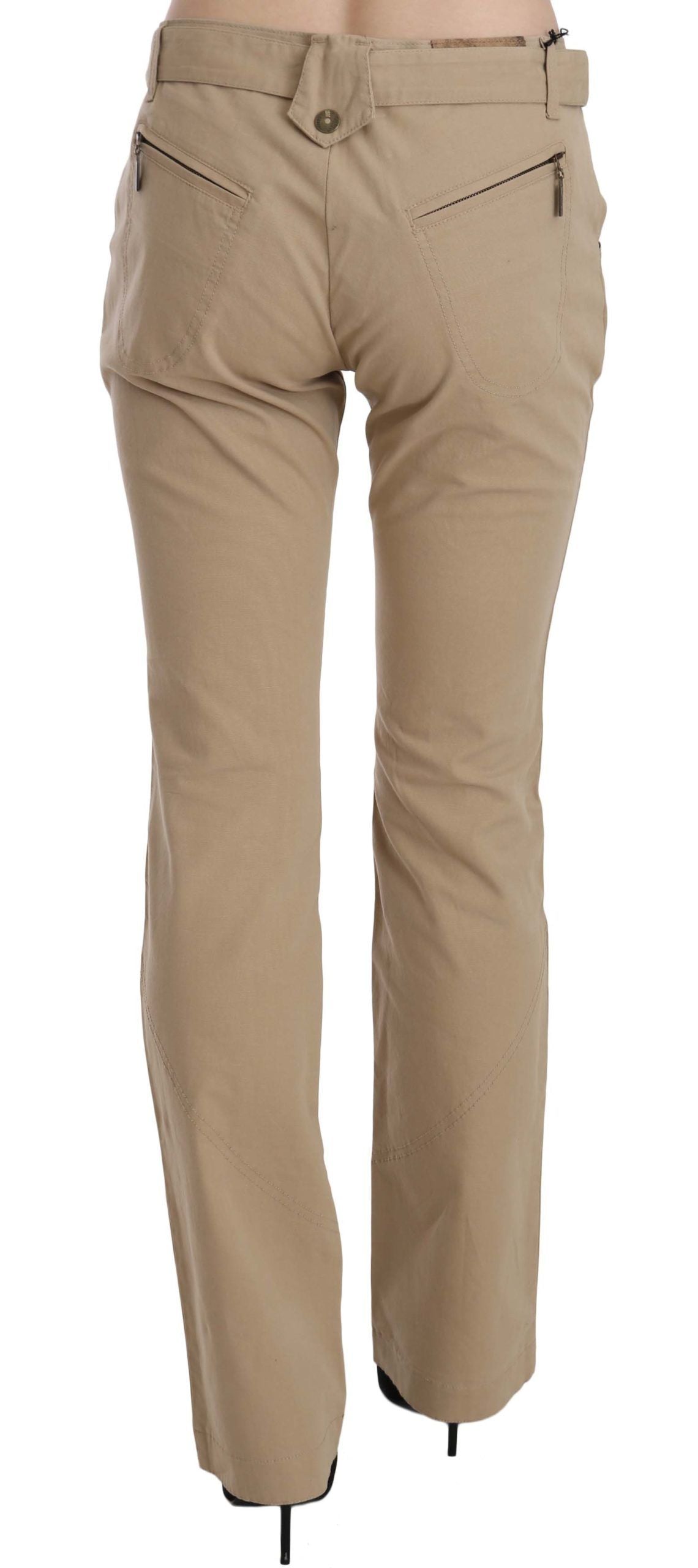 Just Cavalli Beige Mid Waist Straight Leg Pants