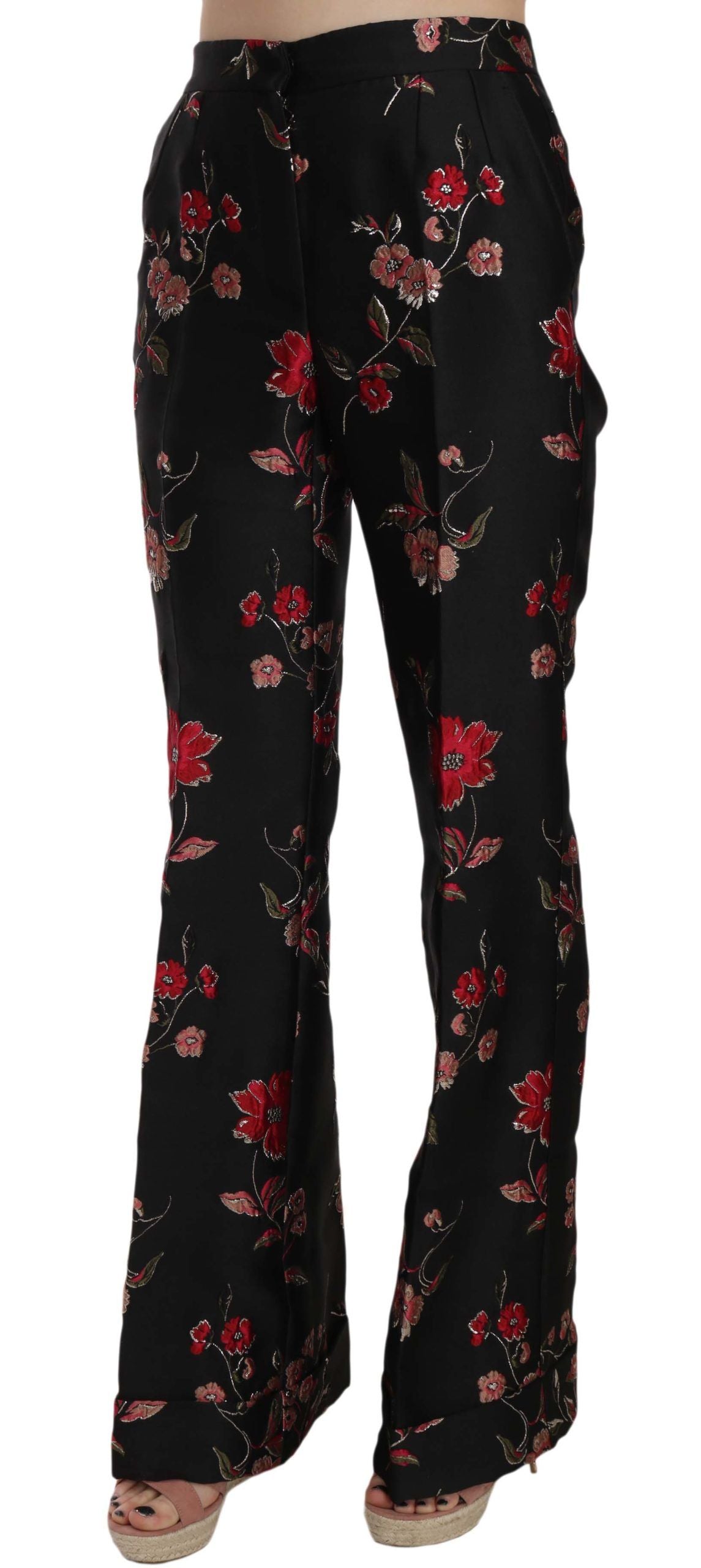 Dolce & Gabbana Elegante Boot Cut Hose mit Blumenmuster