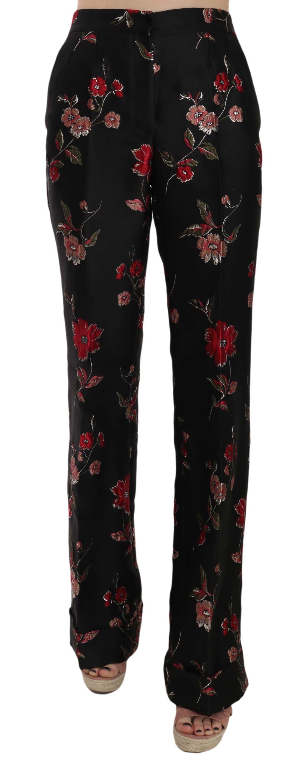 Dolce & Gabbana Elegante Boot Cut Hose mit Blumenmuster