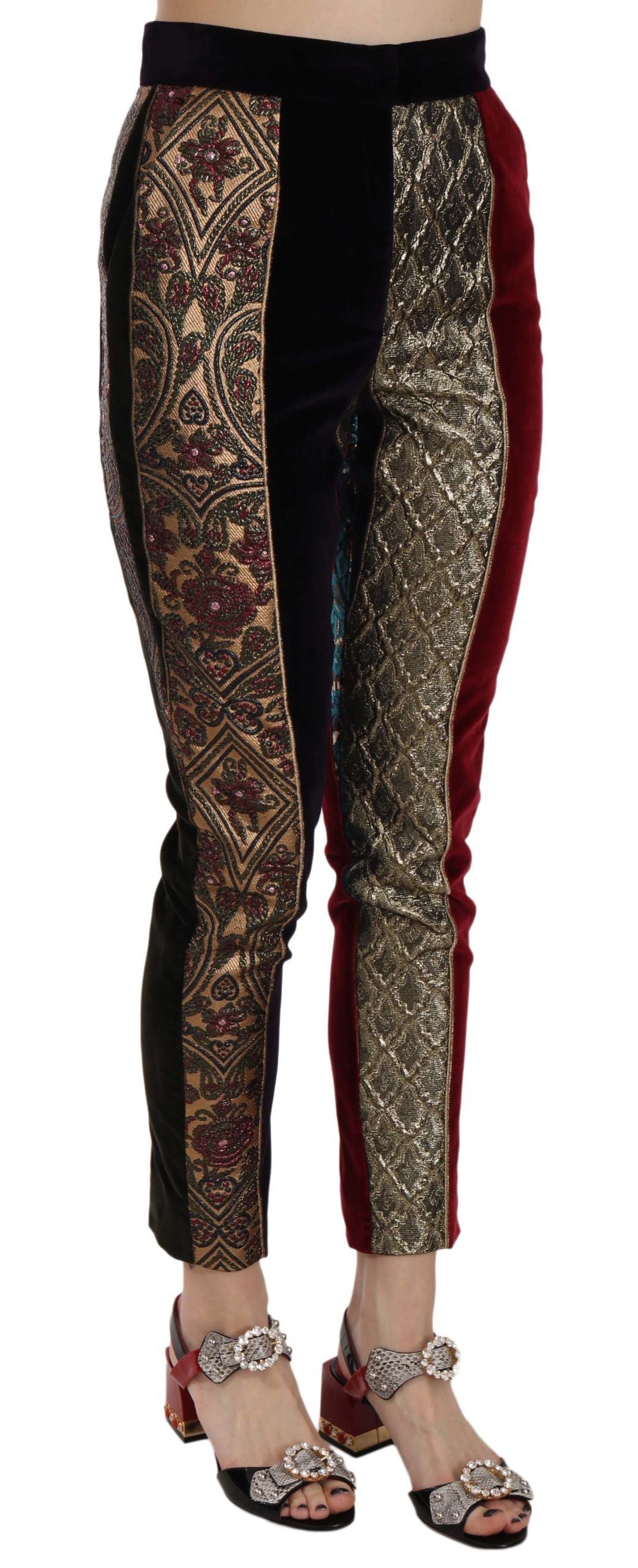 Dolce & Gabbana Elegante Multicolor-Jacquard-Hose in Cropped-Optik