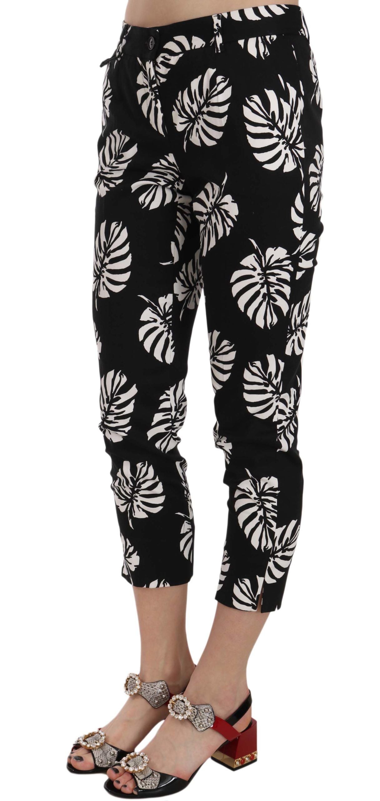 Dolce & Gabbana Elegante Skinny Capri mit Palmenprint