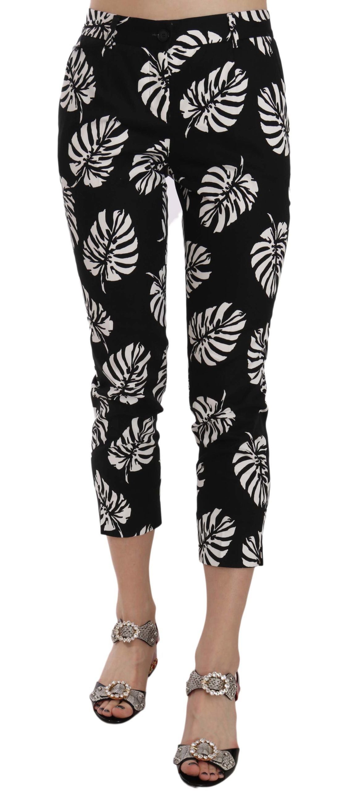 Dolce & Gabbana Elegante Skinny Capri mit Palmenprint