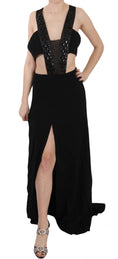 Load image into Gallery viewer, John Richmond Elegant flared maxi evening dress with crystal accents
