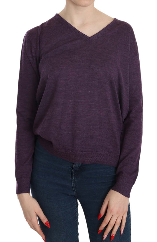 BYBLOS Elegant purple wool blouse with V-neck