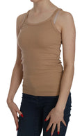 Load image into Gallery viewer, PINK MEMORIES Beige cotton spaghetti strap tank
