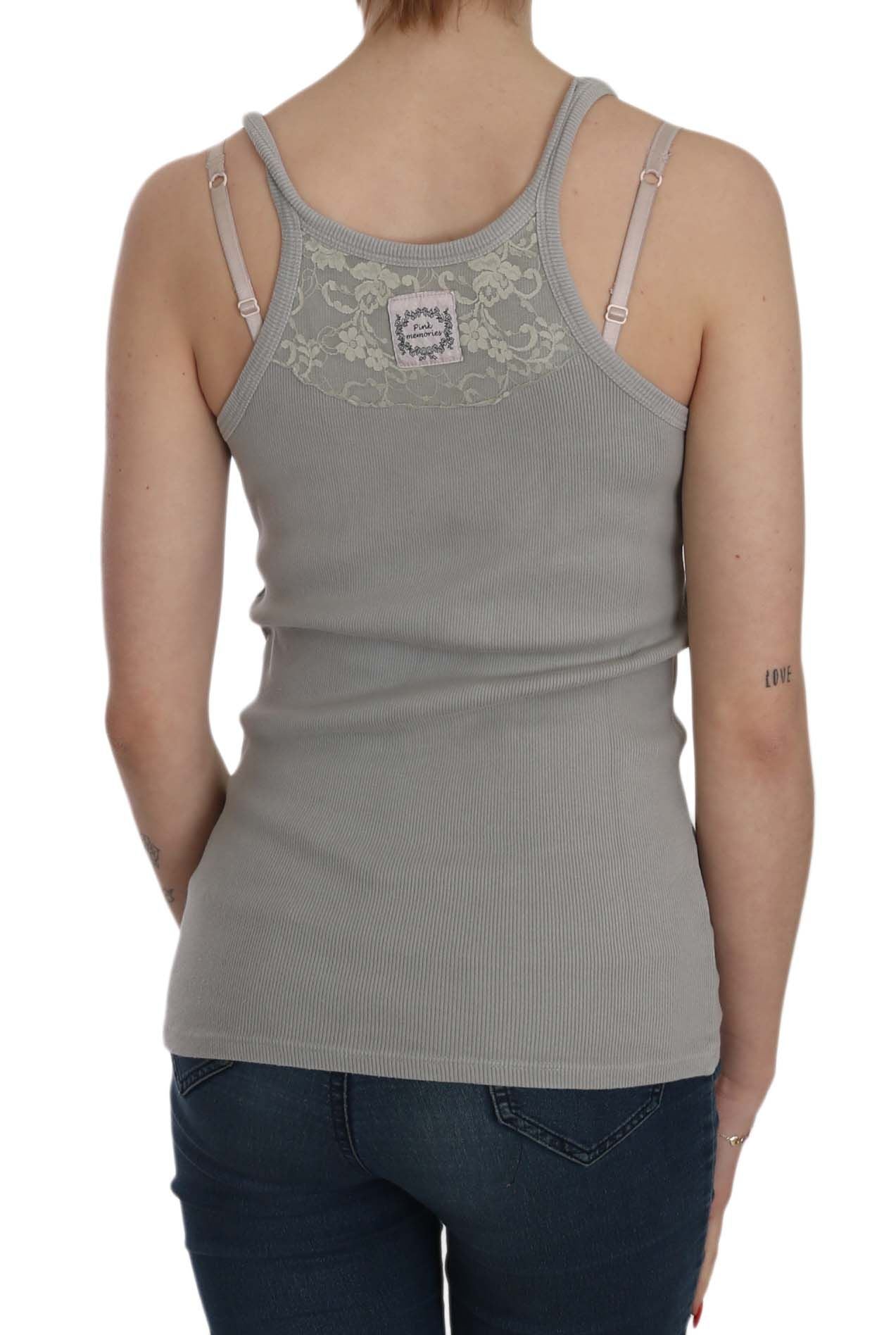 PINK MEMORIES Elegant sleeveless blouse made of gray cotton