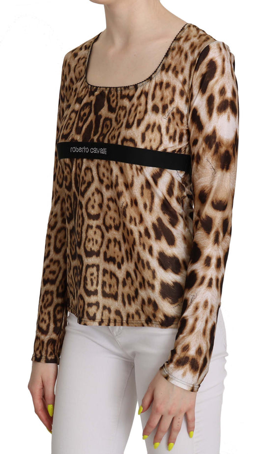 Roberto Cavalli Elegantes Leopardentop mit langen Ärmeln