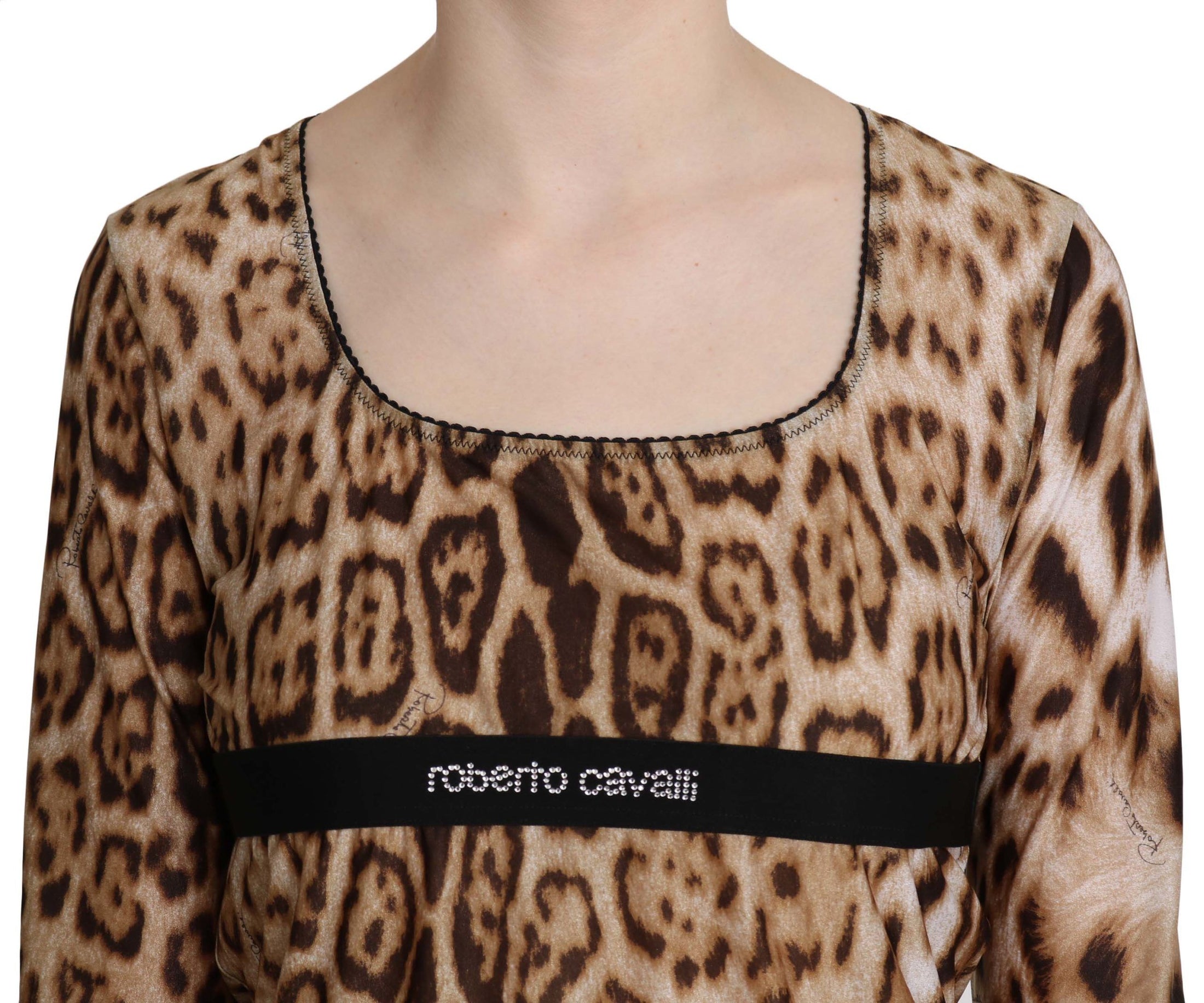 Roberto Cavalli Elegantes Leopardentop mit langen Ärmeln