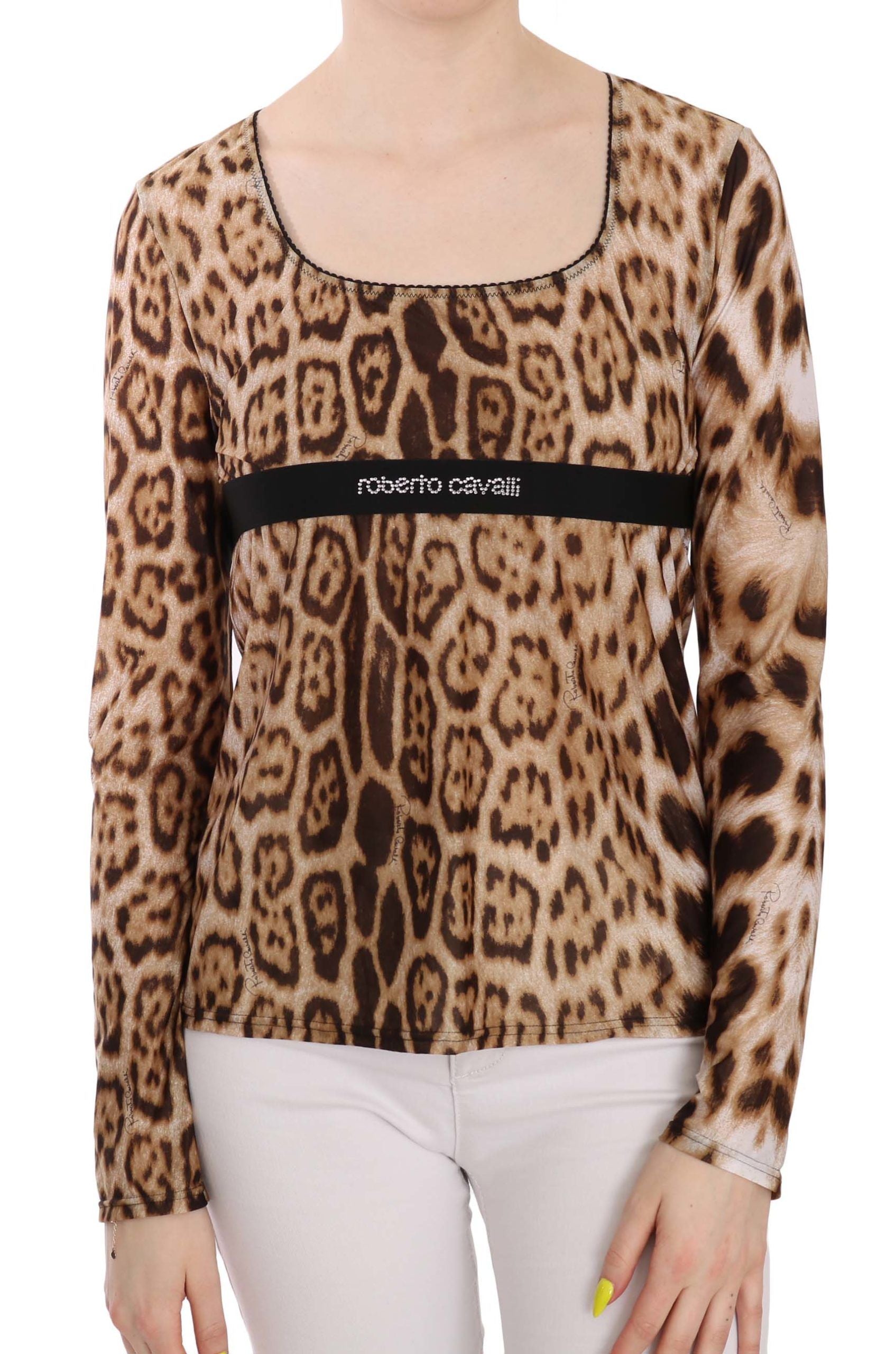 Roberto Cavalli Elegantes Leopardentop mit langen Ärmeln