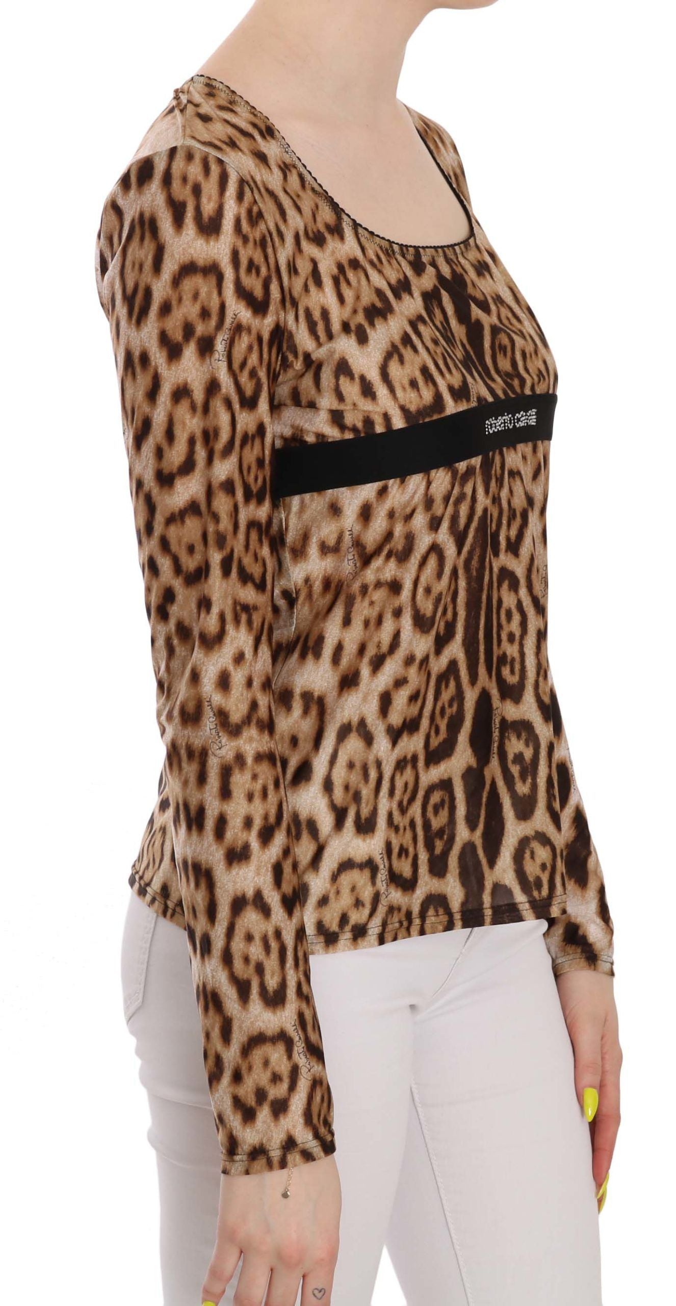 Roberto Cavalli Elegantes Leopardentop mit langen Ärmeln