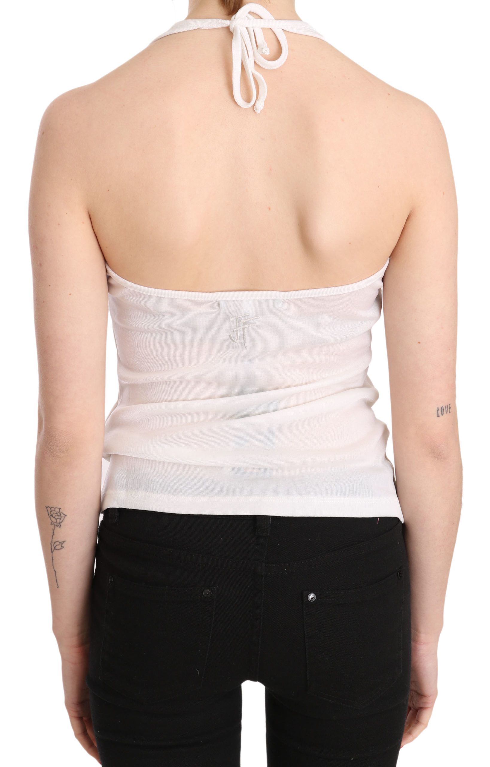 GF Ferre Elegantes weißes Neckholder-Tanktop