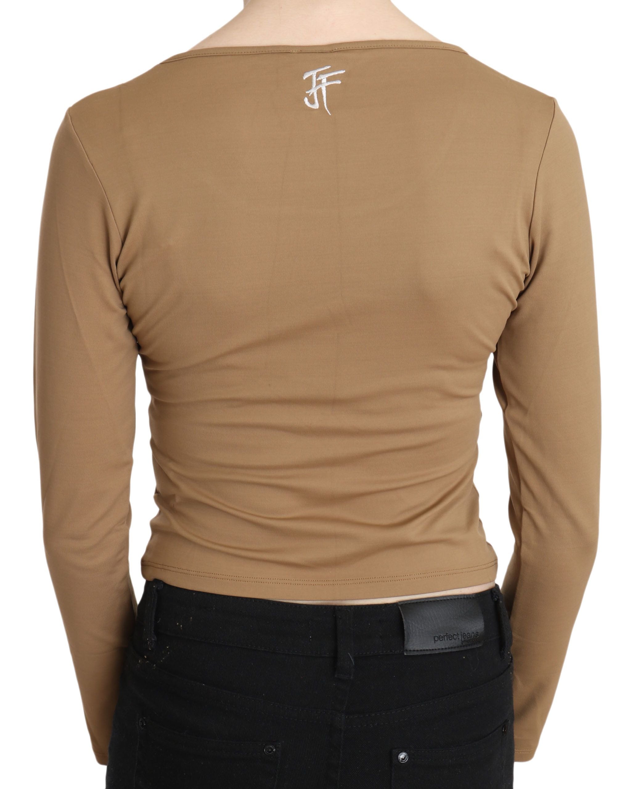 GF Ferre Elegantes Braunes langärmeliges Cropped Top