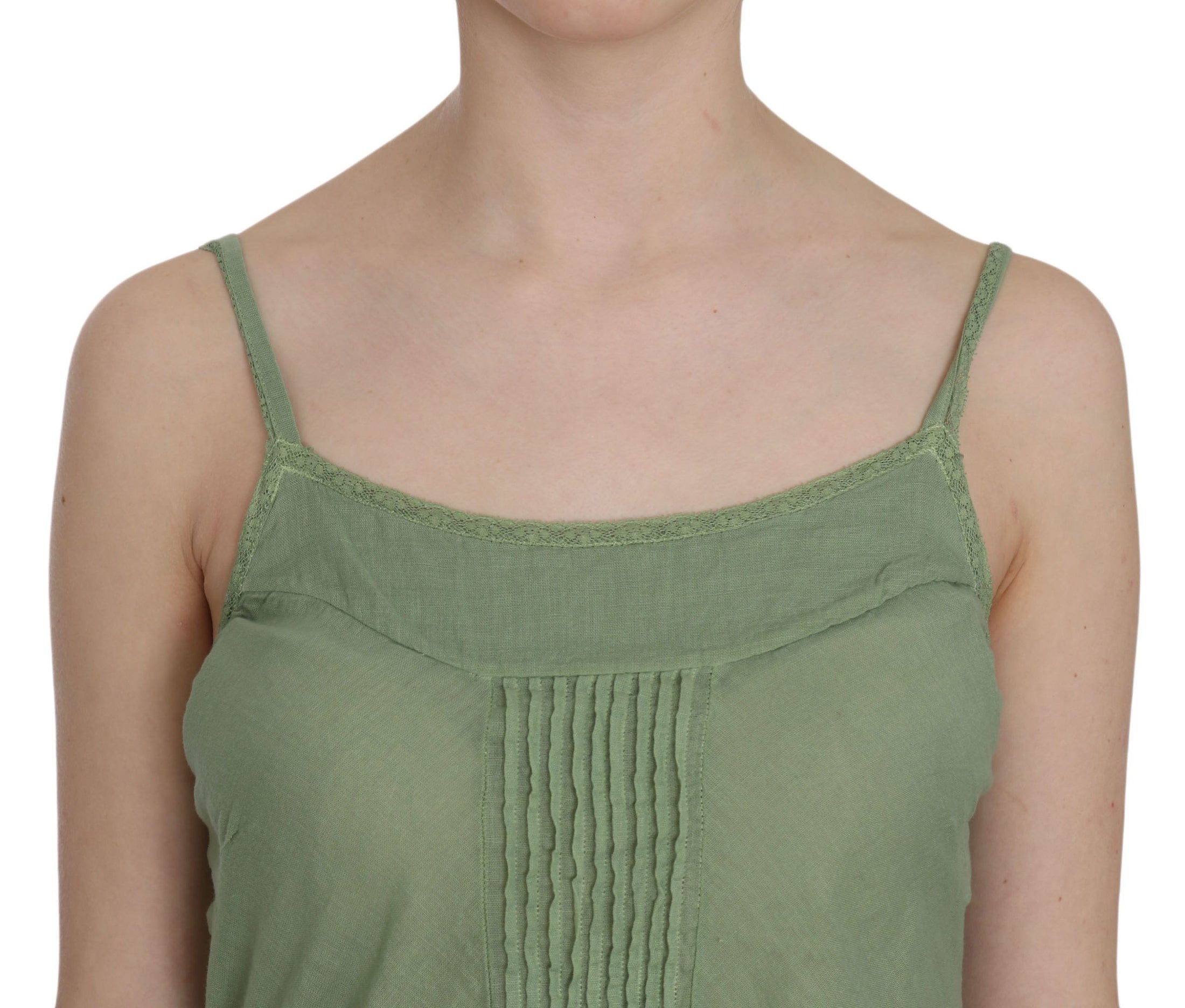 PINK MEMORIES Emerald green silk spaghetti strap top