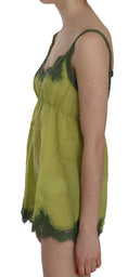 Load image into Gallery viewer, PINK MEMORIES Elegant green linen tank top with lace
