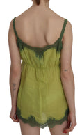 Load image into Gallery viewer, PINK MEMORIES Elegant green linen tank top with lace
