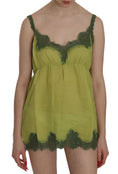 Load image into Gallery viewer, PINK MEMORIES Elegant green linen tank top with lace
