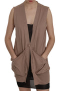 Load image into Gallery viewer, PINK MEMORIES Chic sleeveless cotton knitted vest - Elegant brown
