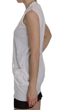 Load image into Gallery viewer, PINK MEMORIES Elegant sleeveless cotton vest in immaculate white
