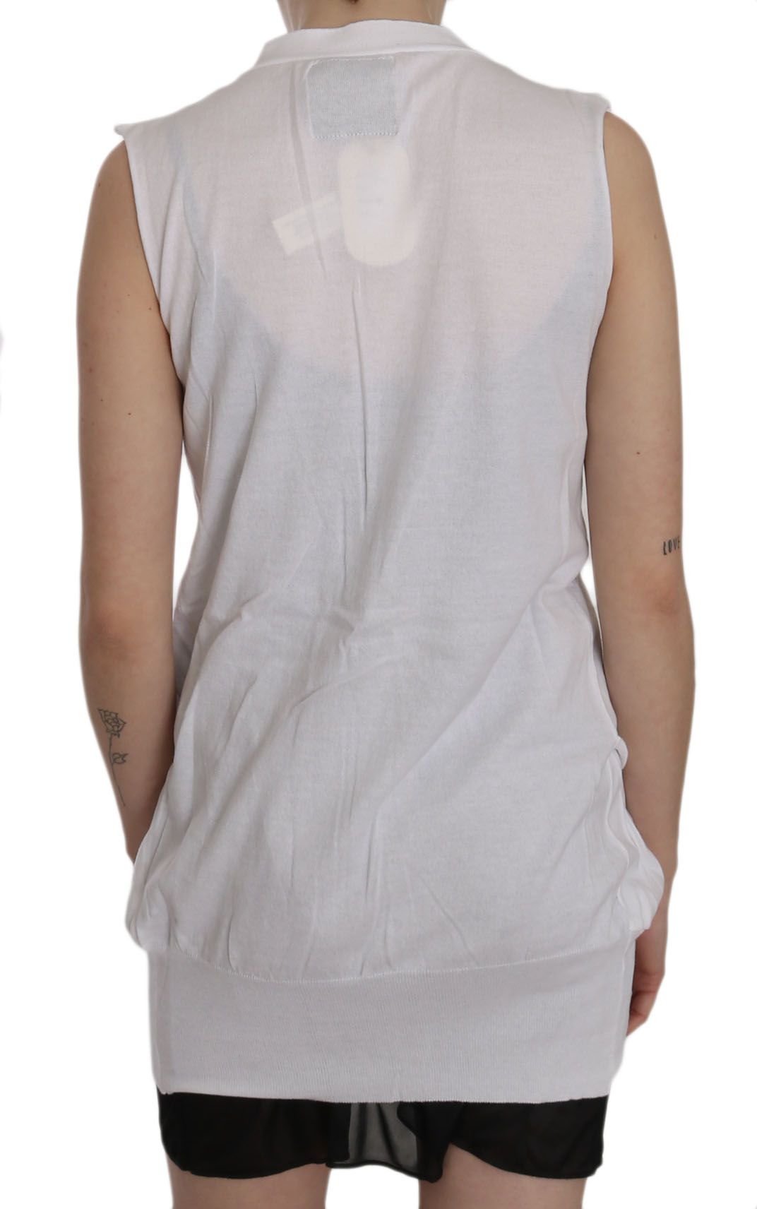 PINK MEMORIES Elegant sleeveless cotton vest in immaculate white