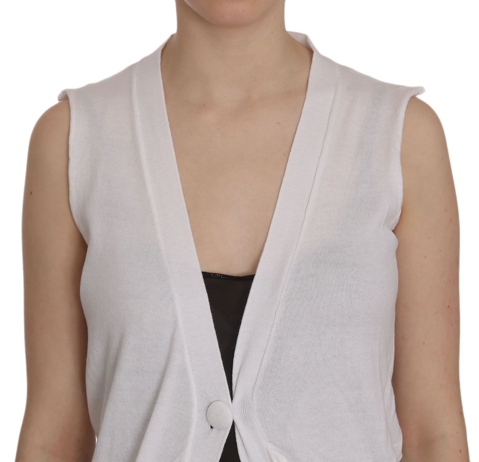 PINK MEMORIES Elegant sleeveless cotton vest in immaculate white