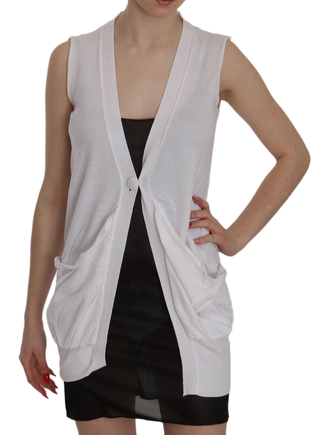 PINK MEMORIES Elegant sleeveless cotton vest in immaculate white