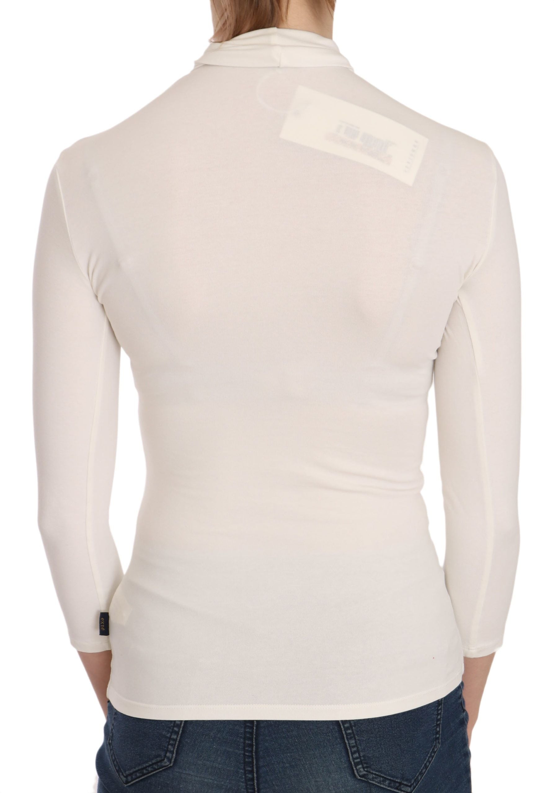 Exte Elegant white long sleeve crew neck top