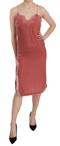 Load image into Gallery viewer, PINKO Pink silk blend lace midi dress with side slit
