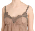 Load image into Gallery viewer, PINK MEMORIES Elegant blouse made of brown linen with lace
