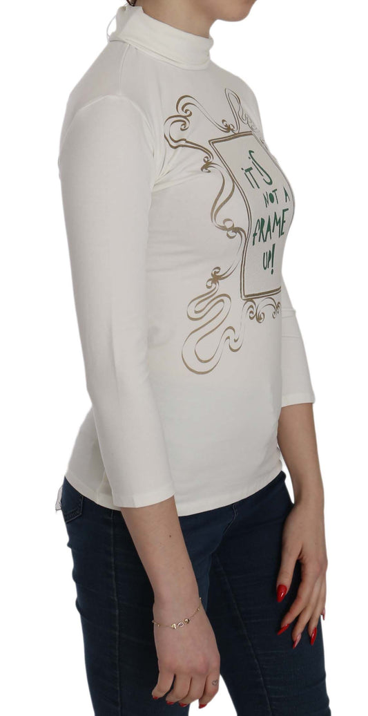 Exte Chic white printed blouse with turtleneck