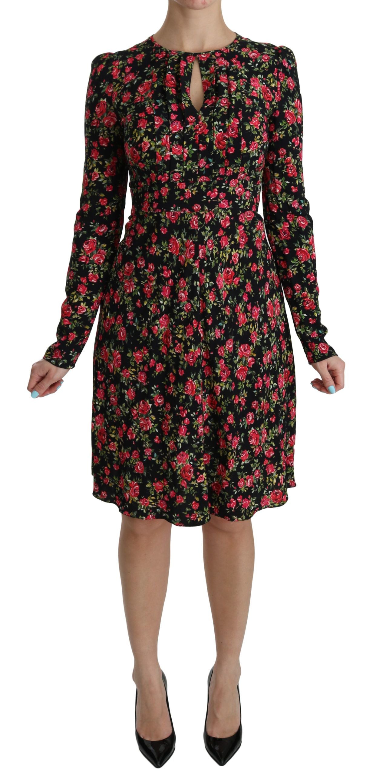 Dolce & Gabbana Knielanges Kleid mit floraler A-Linie aus Viskose