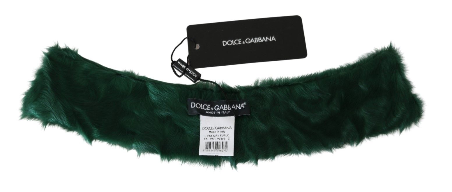 Dolce & Gabbana Luxuriöser grüner Lammfellschal für Frauen