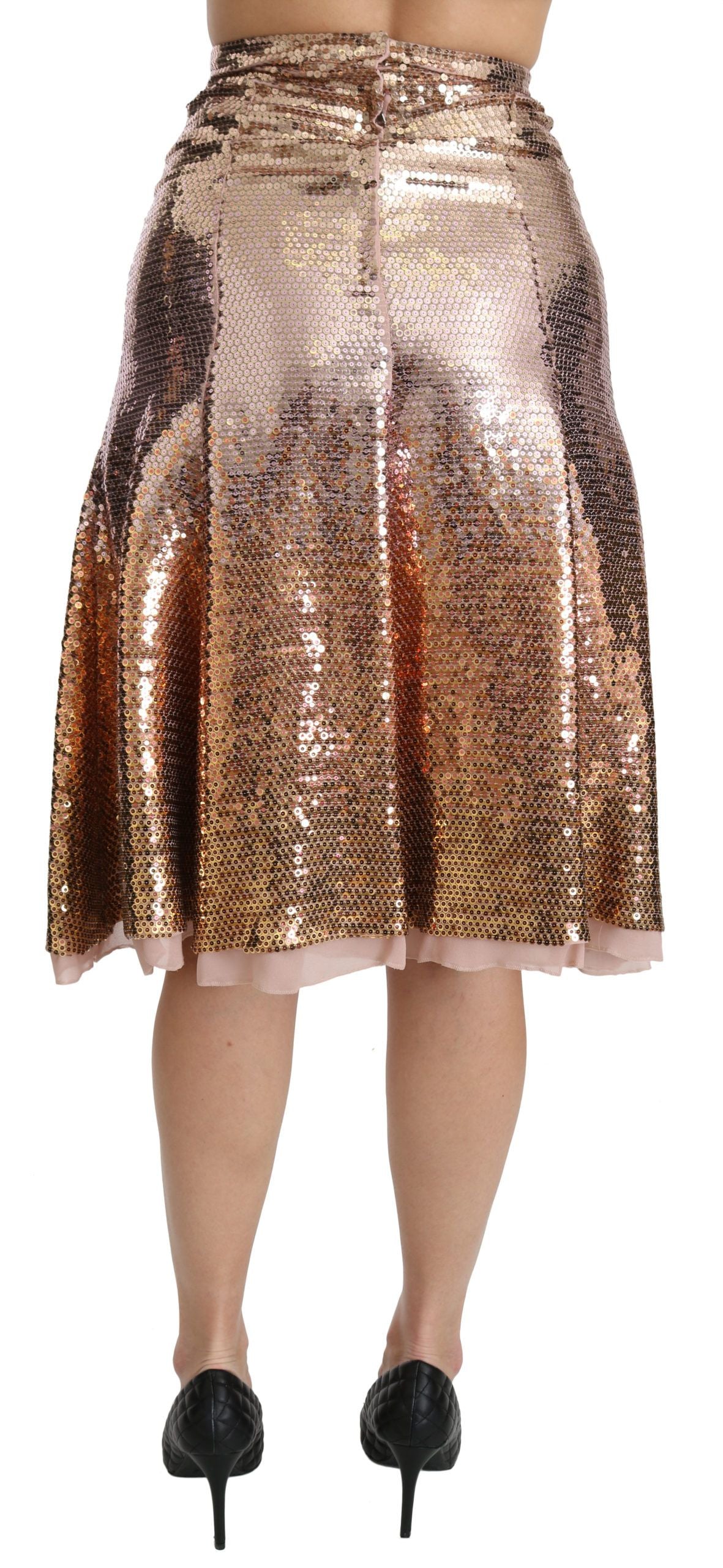 Dolce & Gabbana Goldfarbener Rock mit hoher Taille und Pailletten