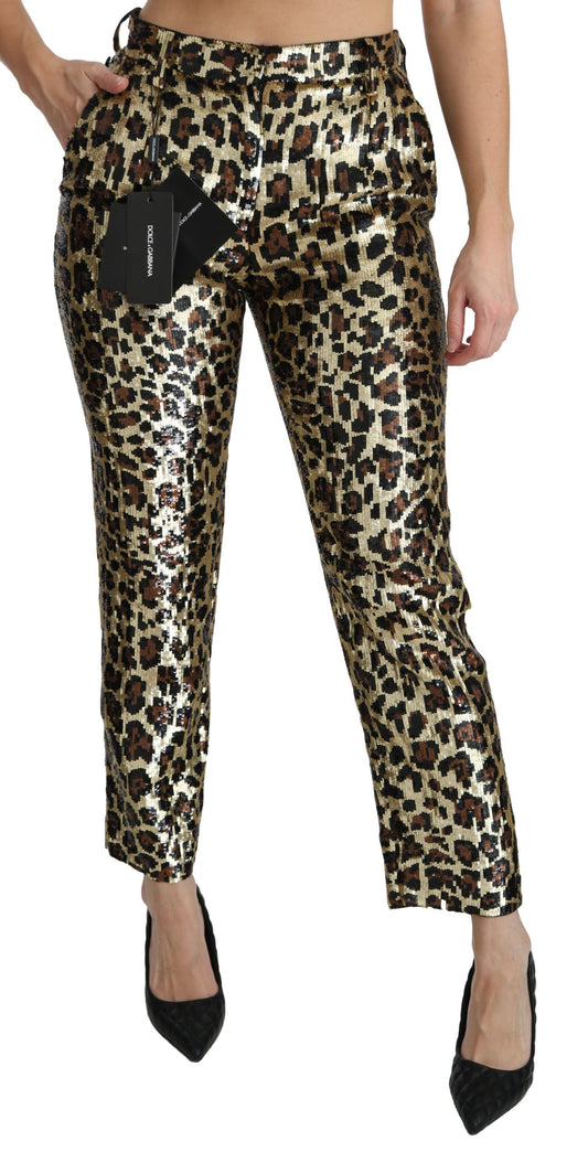 Dolce &amp; Gabbana Chic leopard sequin high waist trousers