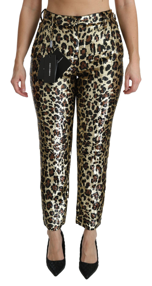 Dolce &amp; Gabbana Chic leopard sequin high waist trousers