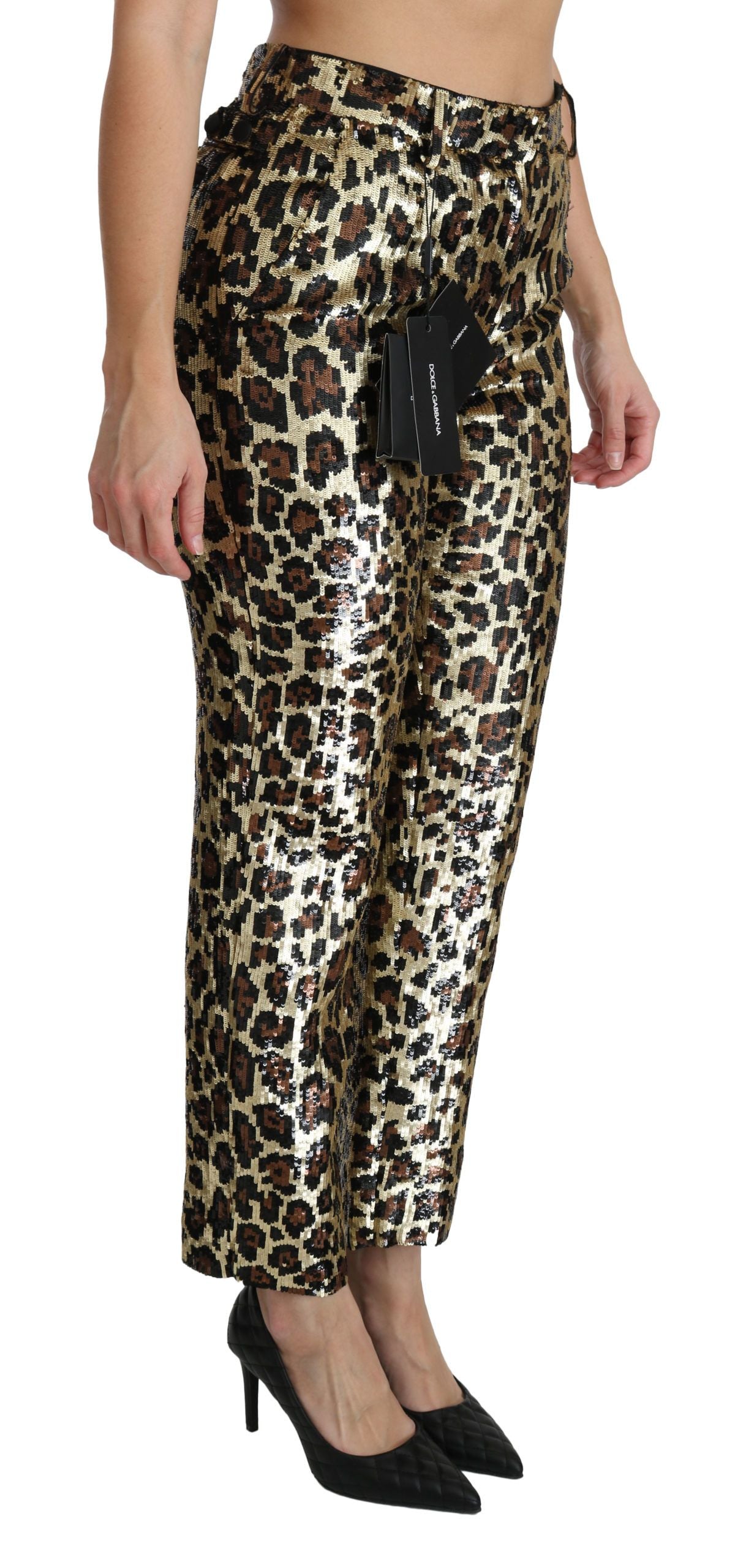 Dolce &amp; Gabbana Chic leopard sequin high waist trousers