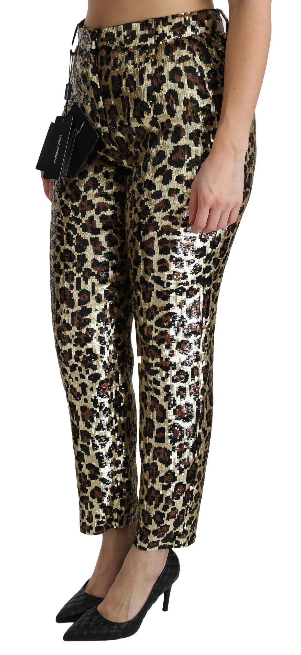 Dolce &amp; Gabbana Chic leopard sequin high waist trousers