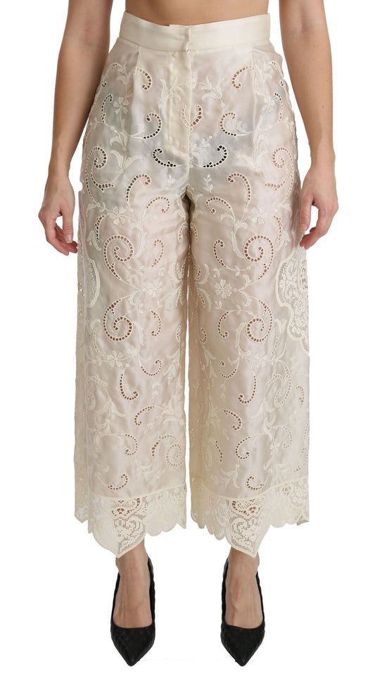 Dolce &amp; Gabbana Elegant High Waist Palazzo Pants Cropped Trousers