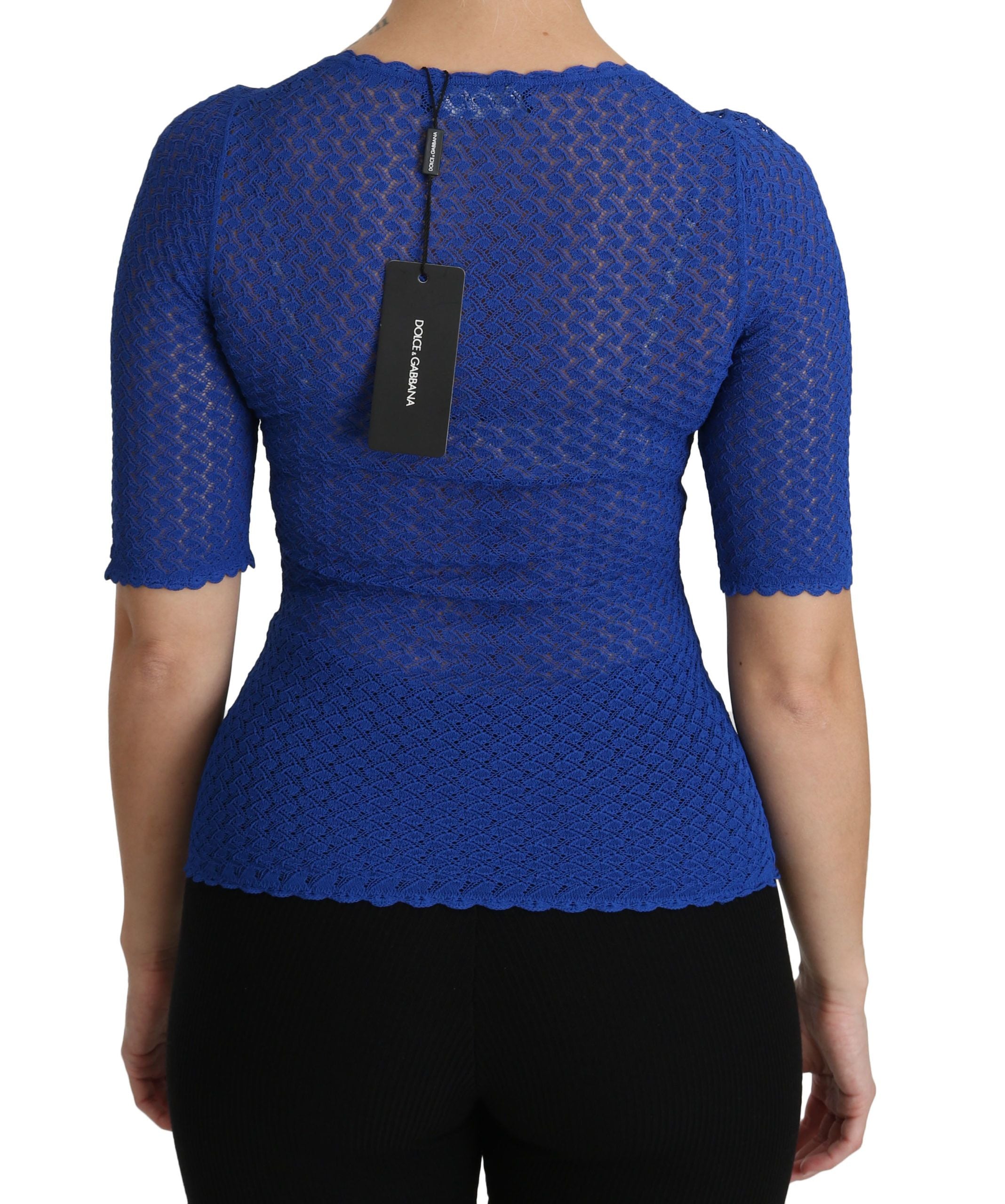 Dolce &amp; Gabbana Elegant blue see-through blouse