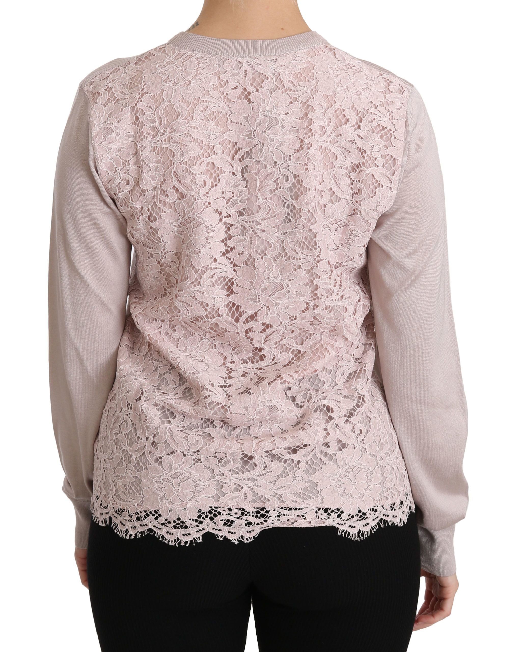 Dolce &amp; Gabbana Pink silk blend crew neck cardigan