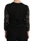 Load image into Gallery viewer, Dolce & Gabbana Elegant black lace crew neck blouse
